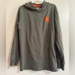 Carhartt Kids Hooded Long Sleeve Shirt Size 7 Gray Orange Logo